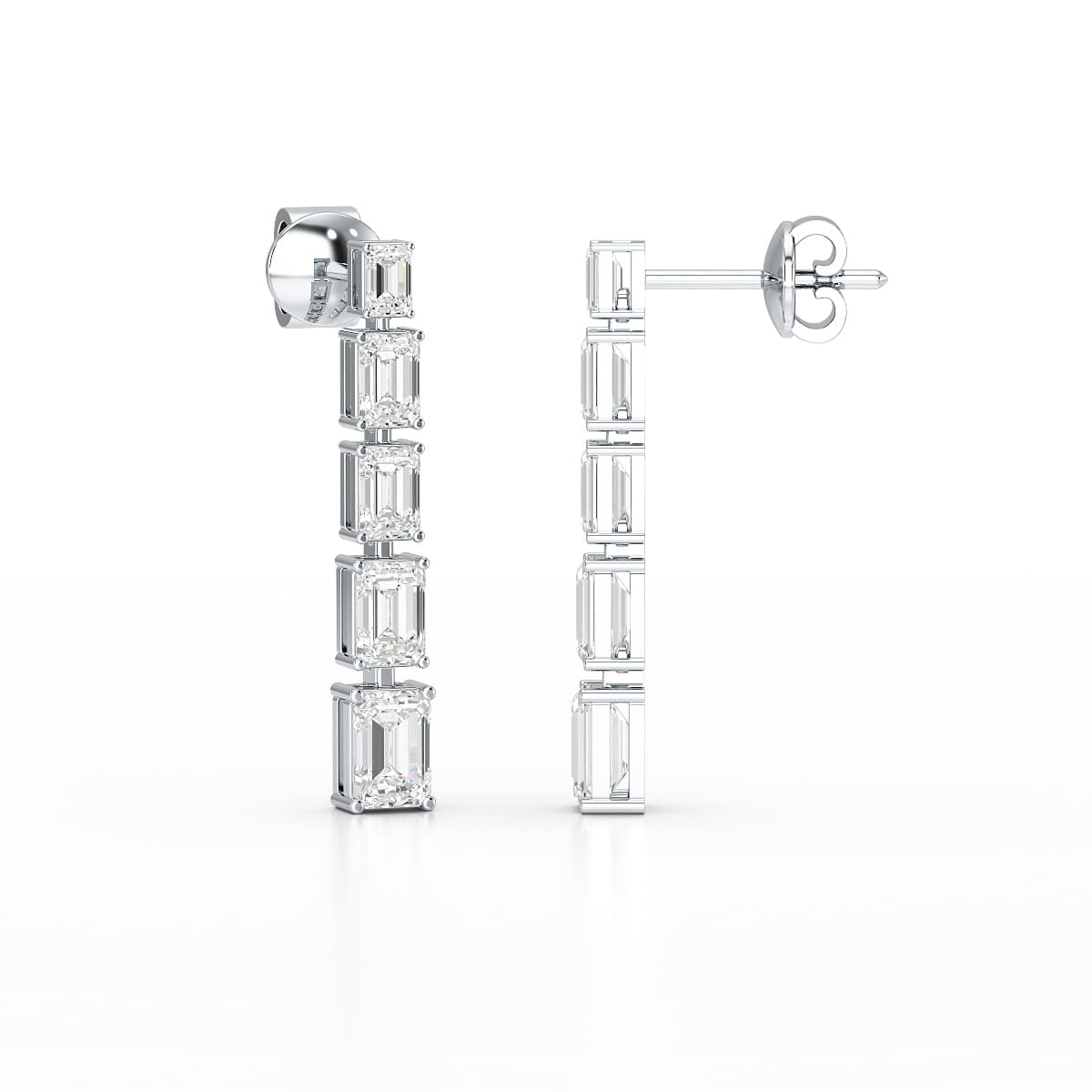 4.09 CT Emerald Cut Lab Diamond Dangle Earrings