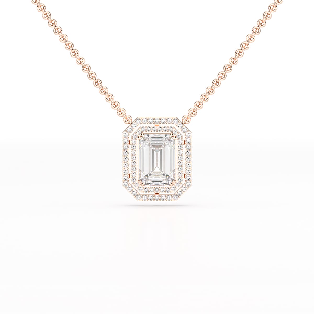 11.43 CT Emerald Cut Halo Lab Diamond Pendant