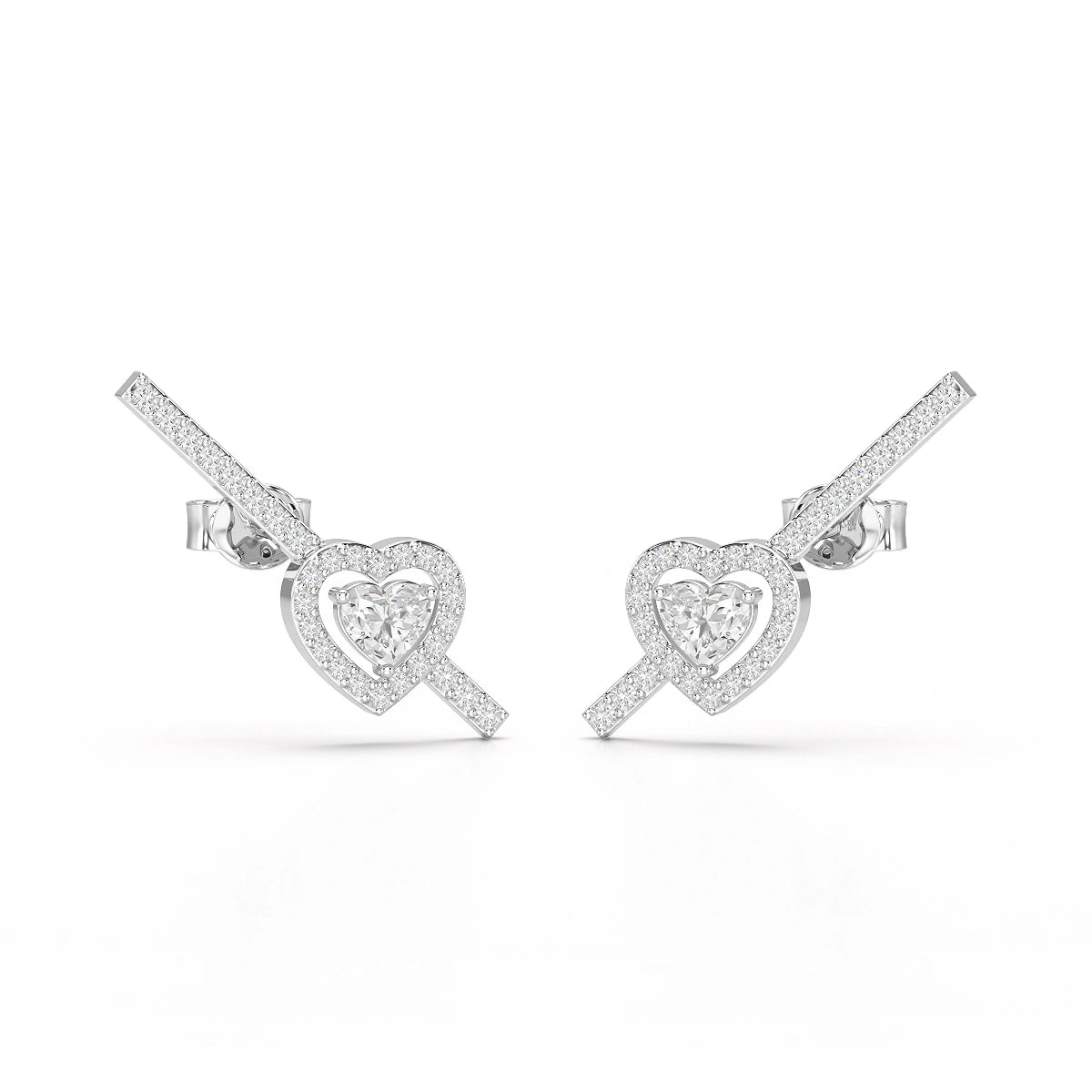 0.76 CT Lab Diamond Heart Cut Earrings