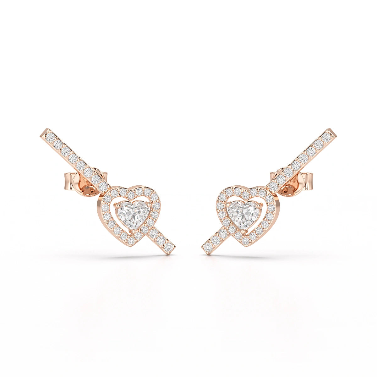 0.76 CT Lab Diamond Heart Cut Earrings