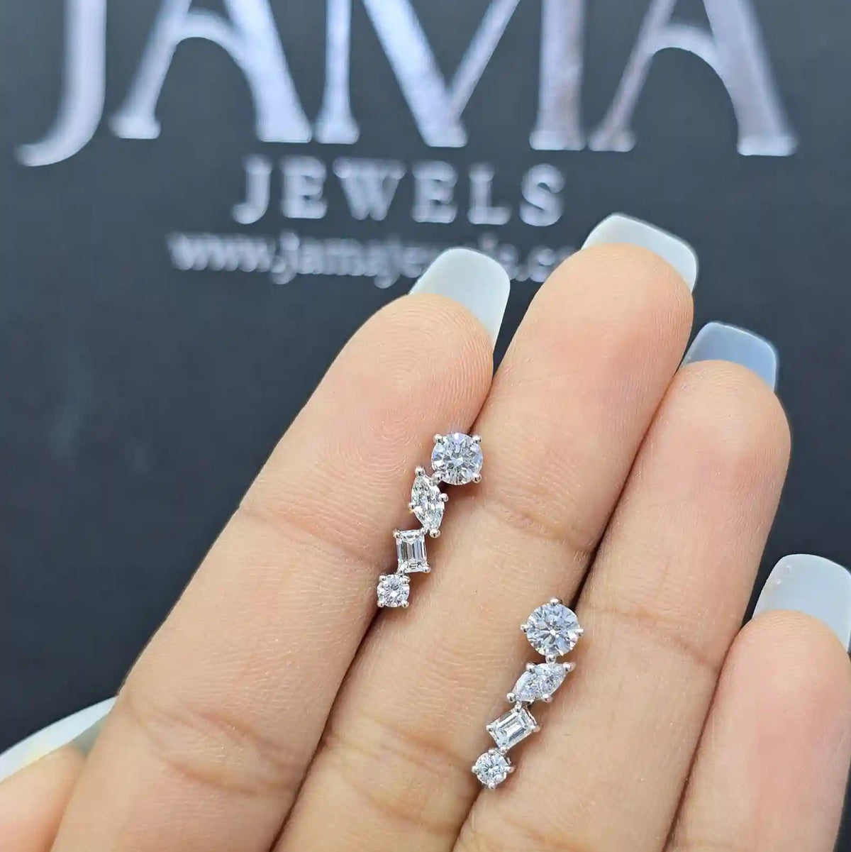 1.17 CT Lab Grown Multi Shape Drop Earring (Ready For Delivery)
