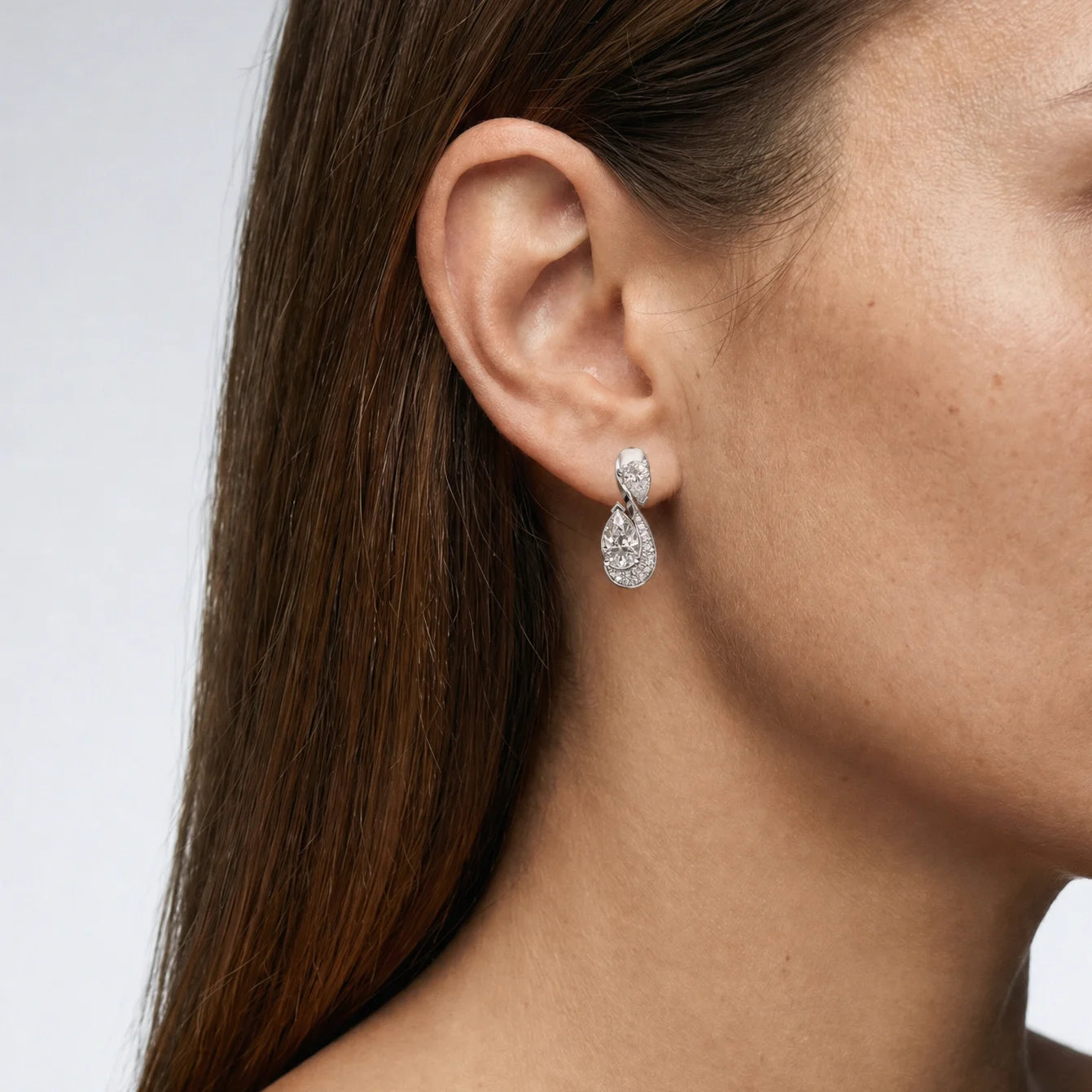 2 CT Pear and Round Cut Diamond Swirl Drop Earring Jama Jewels