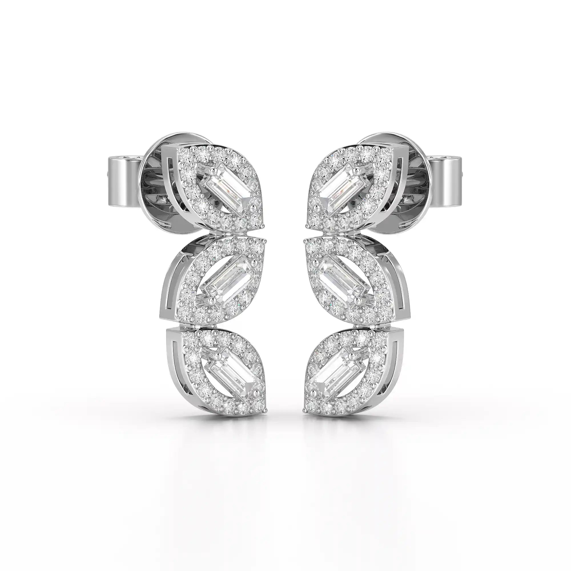 0.55 CT Baguette & Round Cut Lab Diamond Drop Earring