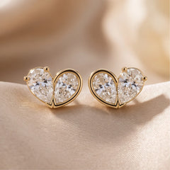 1.80 CT Double Pear Bezel Stud Diamond Earrings