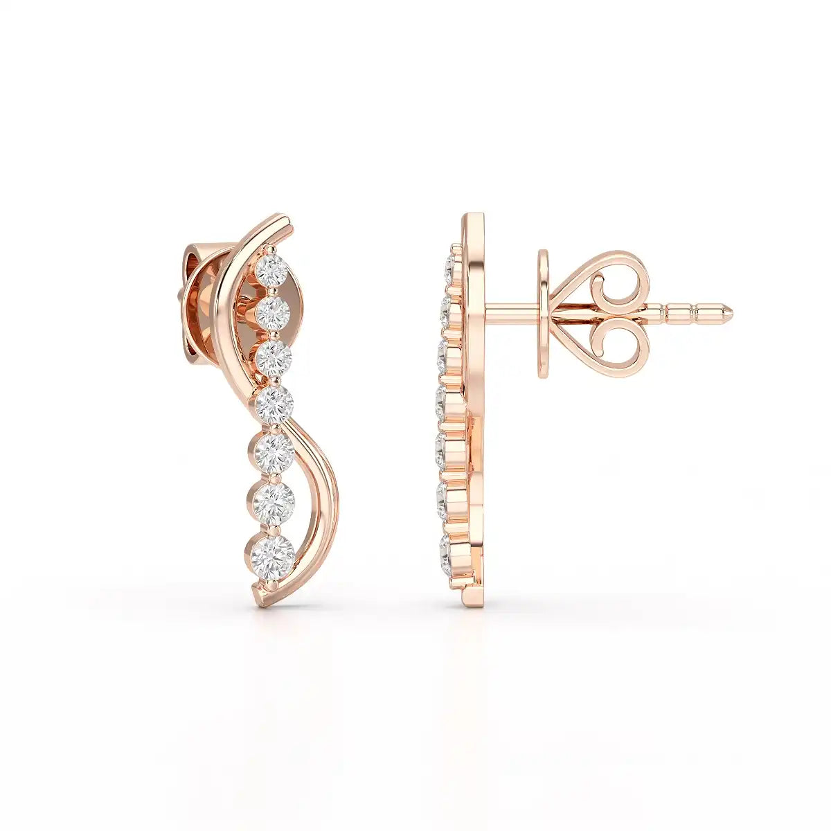 0.35 CT Swirl Lab Diamond Round Journey Earring