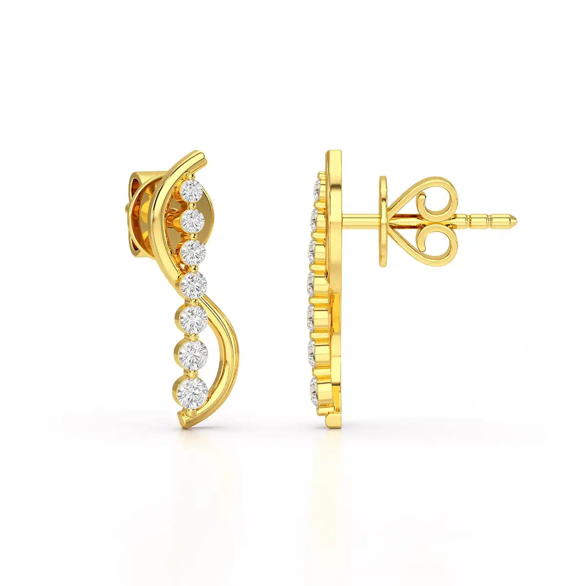 0.35 CT Swirl Lab Diamond Round Journey Earring