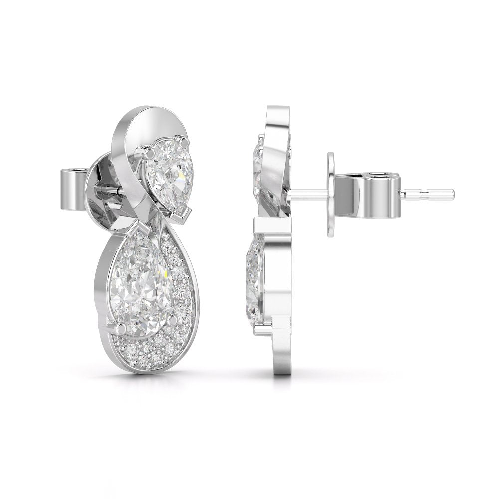 2 CT Pear and Round Cut Diamond Swirl Drop Earring Jama Jewels