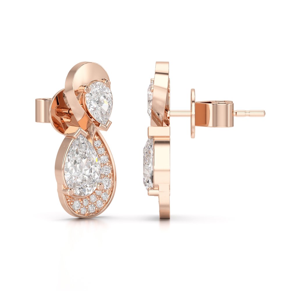 2 CT Pear and Round Cut Diamond Swirl Drop Earring Jama Jewels