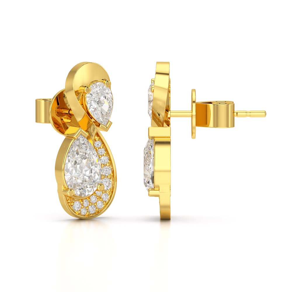 2 CT Pear and Round Cut Diamond Swirl Drop Earring Jama Jewels