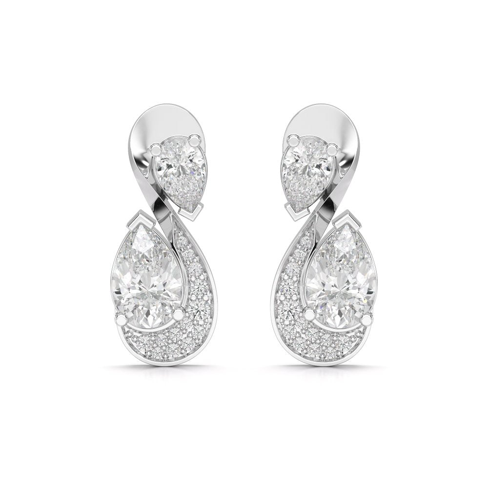 2 CT Pear and Round Cut Diamond Swirl Drop Earring Jama Jewels