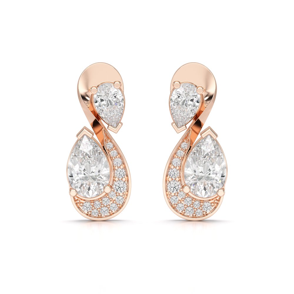 2 CT Pear and Round Cut Diamond Swirl Drop Earring Jama Jewels