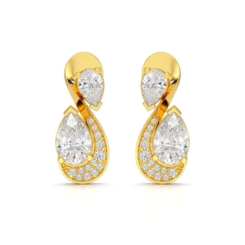 2 CT Pear and Round Cut Diamond Swirl Drop Earring Jama Jewels