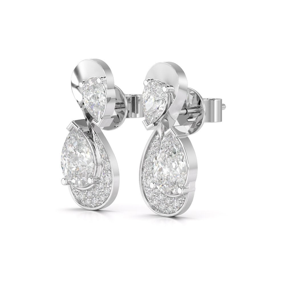 2 CT Pear and Round Cut Diamond Swirl Drop Earring Jama Jewels