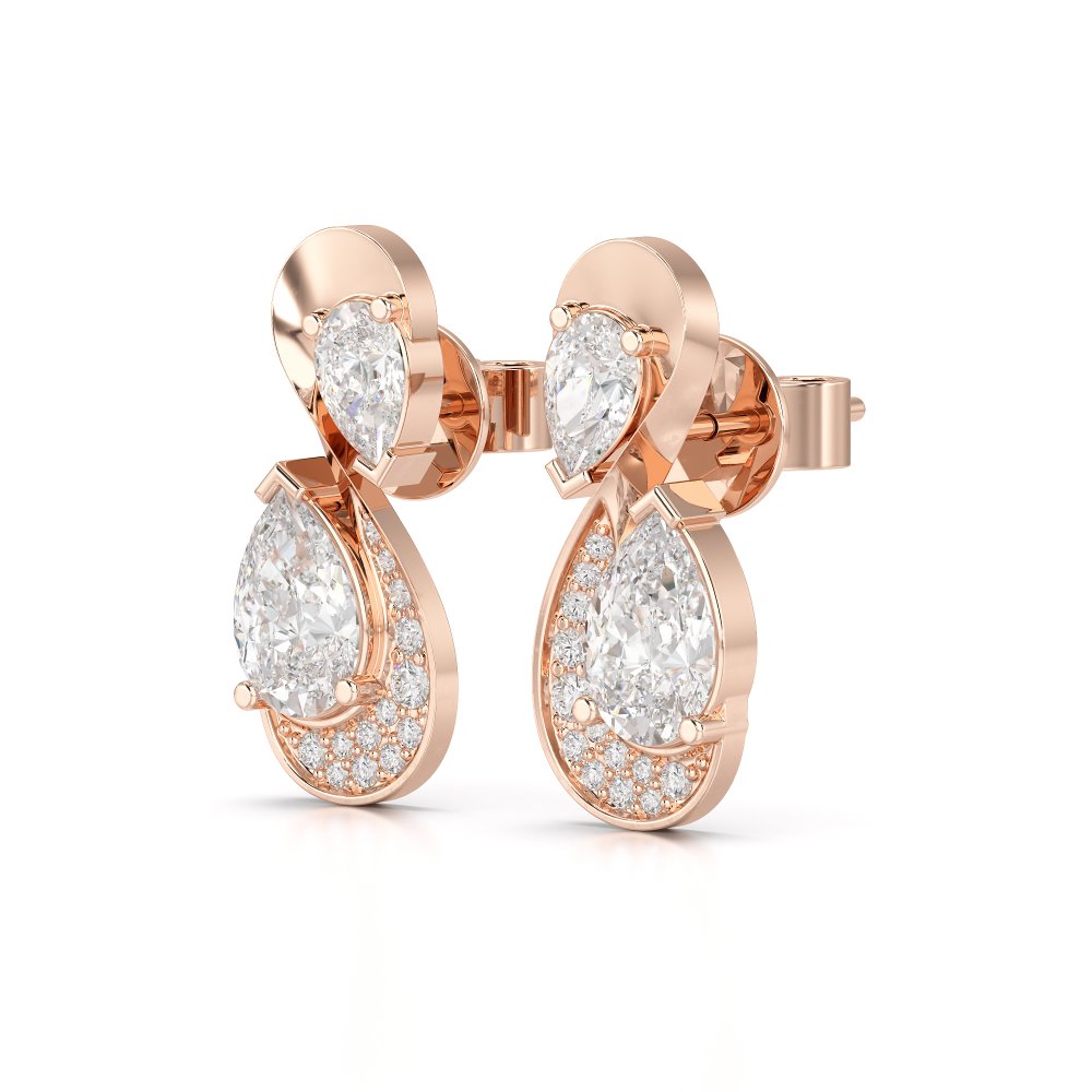 2 CT Pear and Round Cut Diamond Swirl Drop Earring Jama Jewels