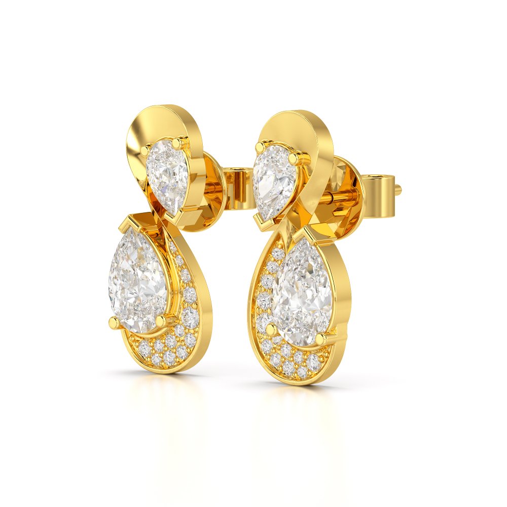 2 CT Pear and Round Cut Diamond Swirl Drop Earring Jama Jewels