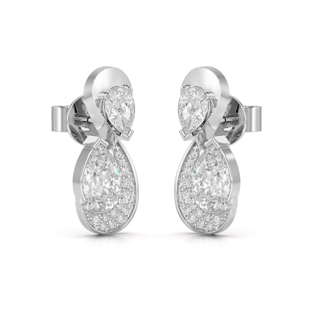 2 CT Pear and Round Cut Diamond Swirl Drop Earring Jama Jewels