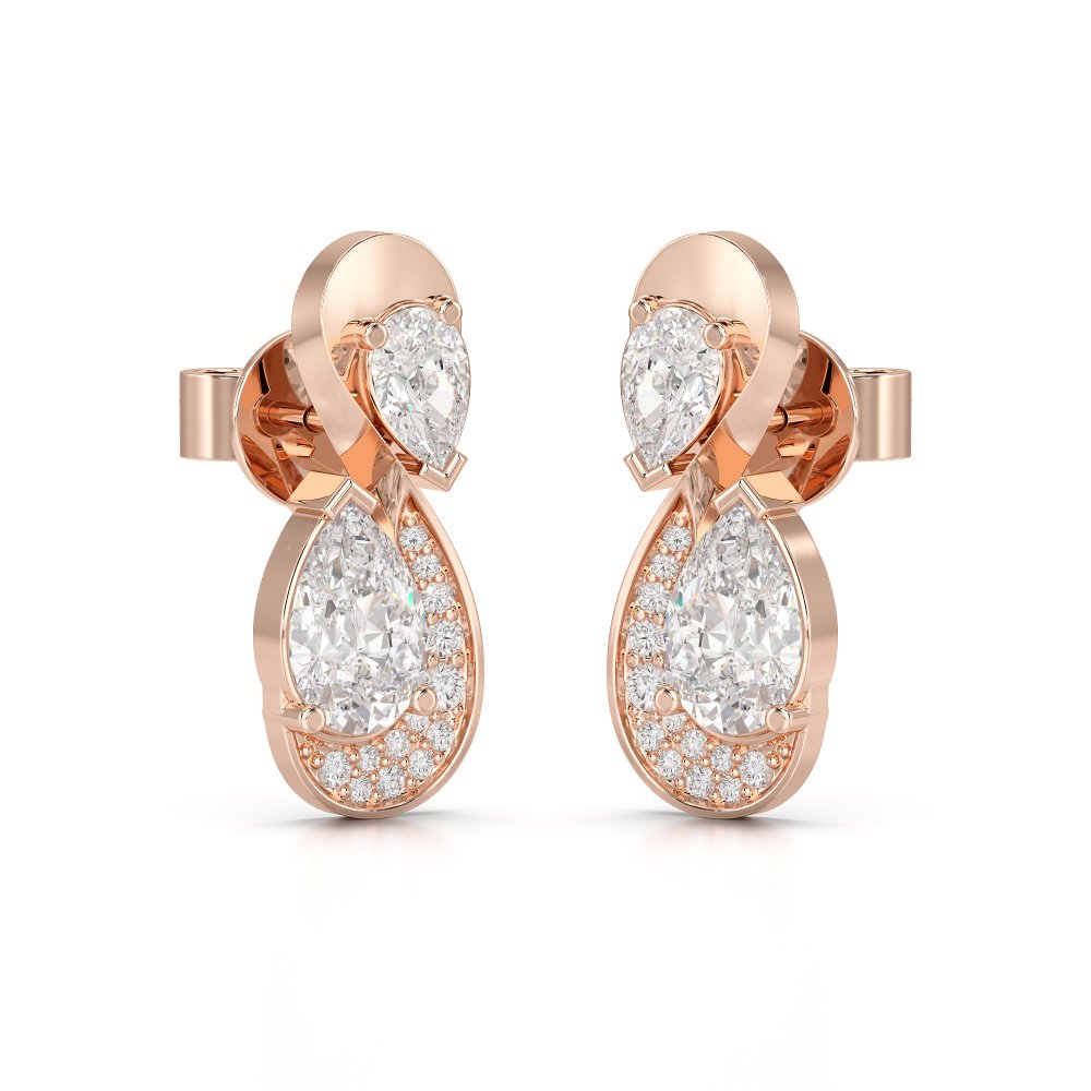 2 CT Pear and Round Cut Diamond Swirl Drop Earring Jama Jewels