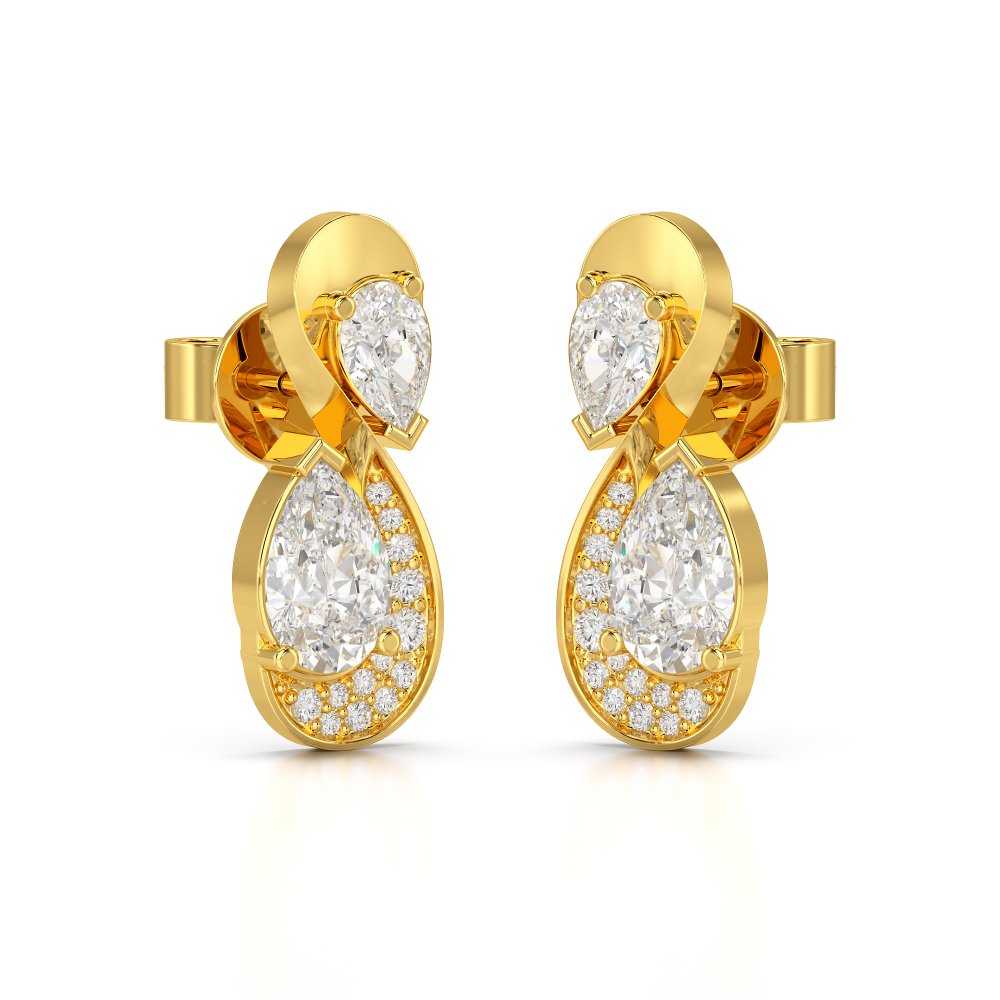2 CT Pear and Round Cut Diamond Swirl Drop Earring Jama Jewels