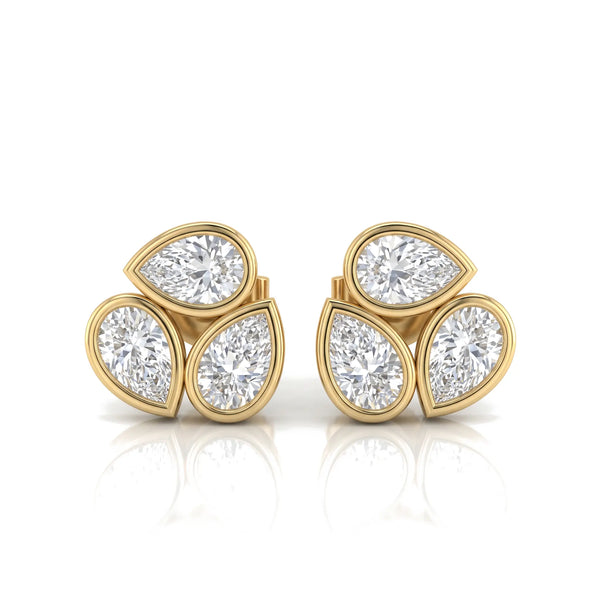 1.25 CT Pear Trio Bezel Diamond Earrings