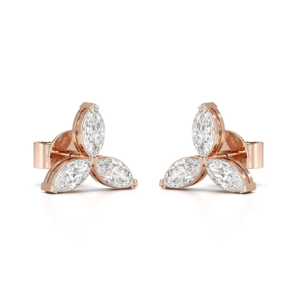 1 CT Trio Marquise Cut Diamond Stud Earrings Jama Jewels