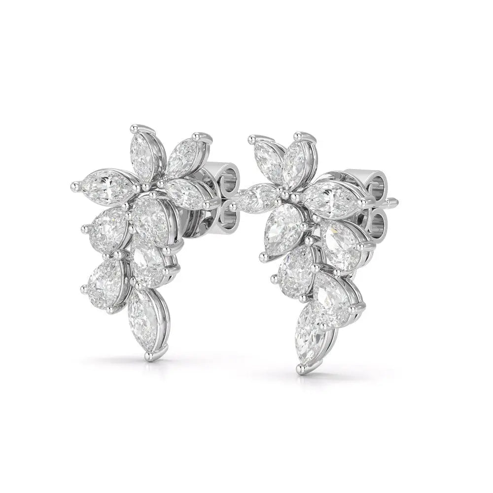 2.05 CT Pear and Marquise Cut Diamond Drop Earring Jama Jewels