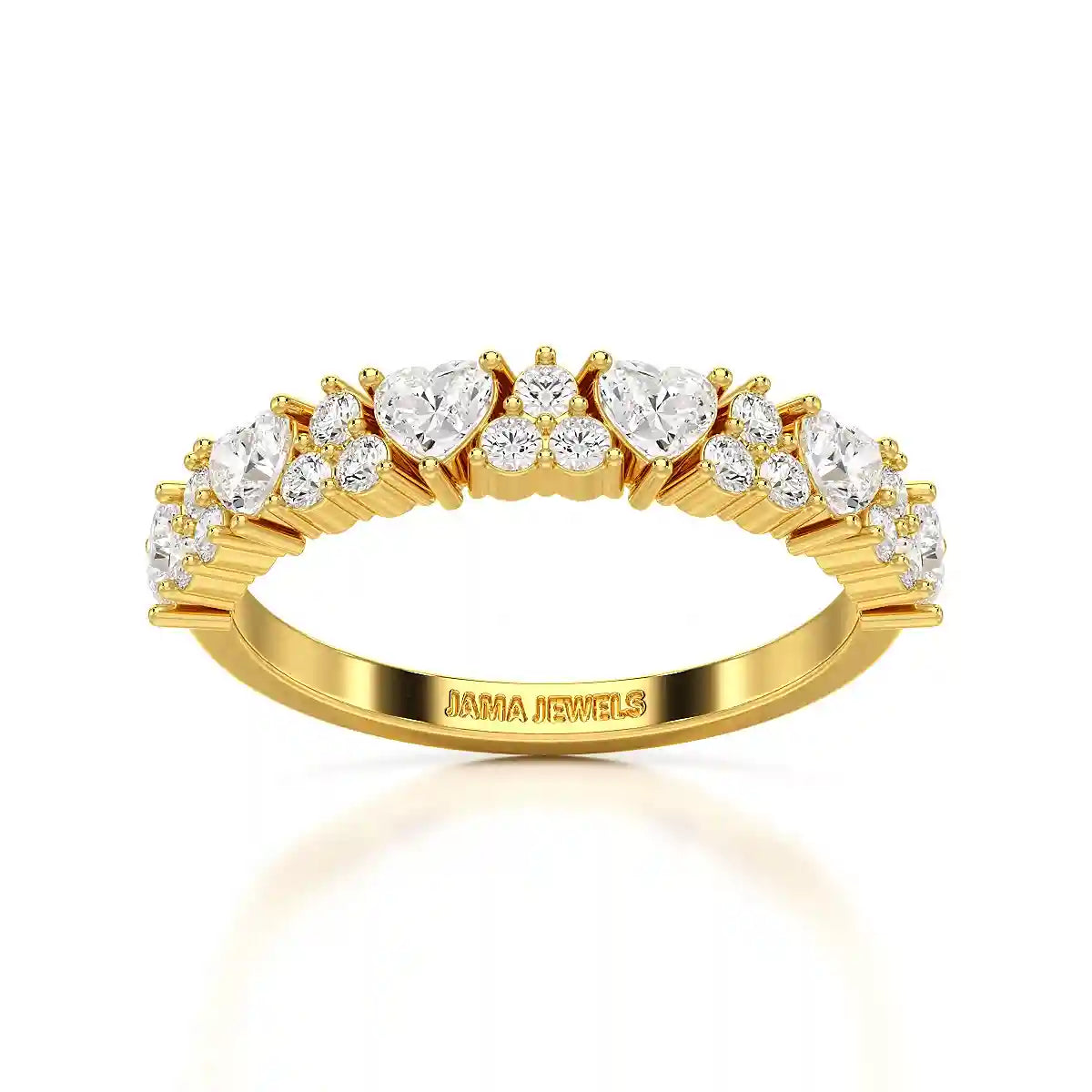 0.8 CT Half Eternity Ring with Round and Heart Cut Lab