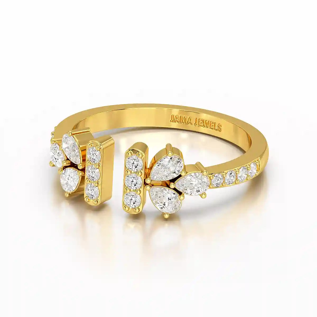 0.5 CT Lab Diamond Open Ring with Pear and Round Cut Diamonds