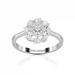 0.35 CT Cluster Ring with Pear and Round Cut Lab Diamonds