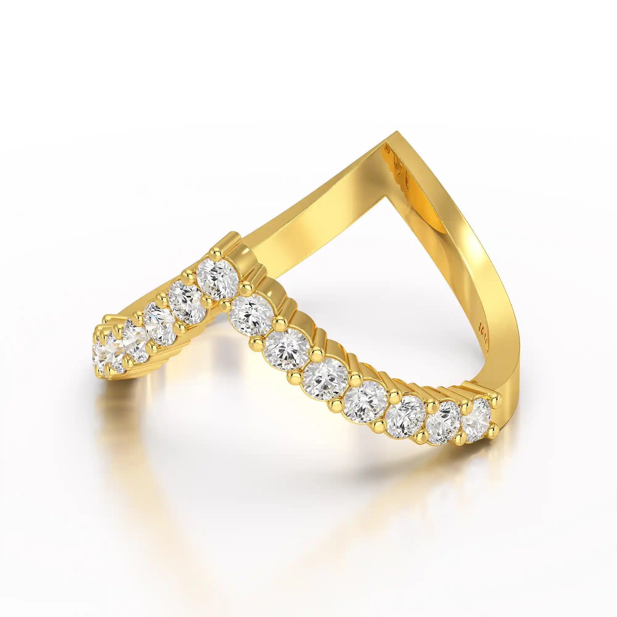 0.65 CT V Shaped Diamond Ring