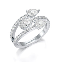 1.35 CT Three Row Diamond Bypass Ring Jama Jewels