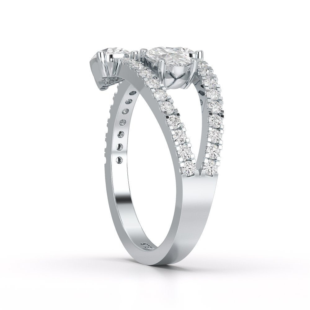 1.35 CT Three Row Diamond Bypass Ring Jama Jewels