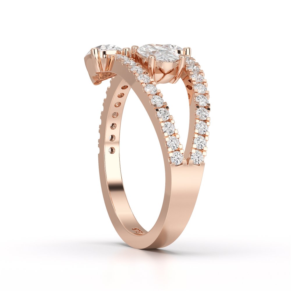1.35 CT Three Row Diamond Bypass Ring Jama Jewels