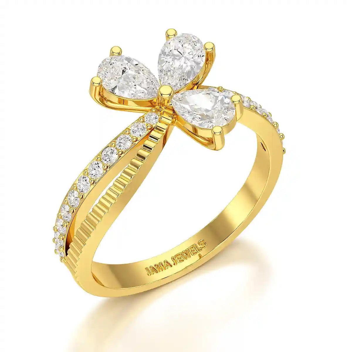 0.95 CT Pear & Round Cut Lab Diamond Split Ring