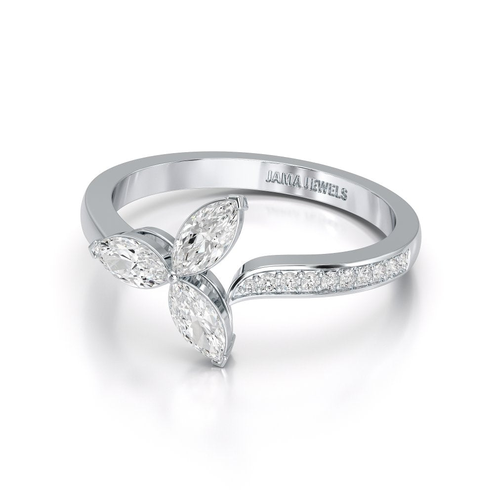 0.50 CT Marquise Cut Diamond Petal Ring Jama Jewels