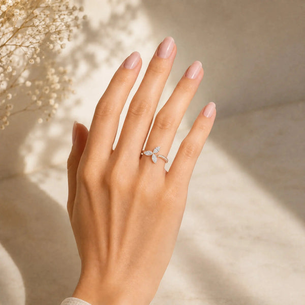 0.50 CT Marquise Cut Diamond Petal Ring