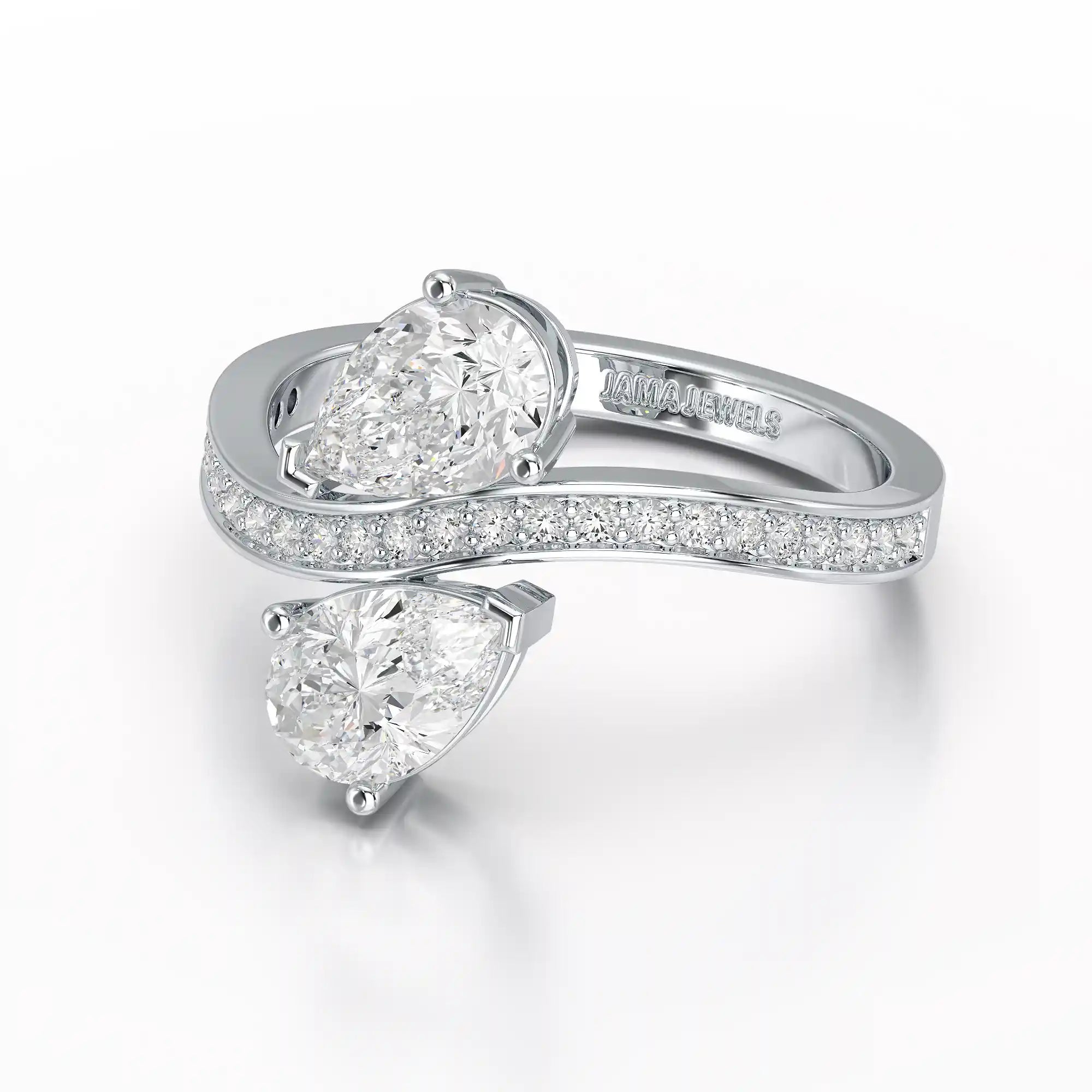1.55 CT Pear Cut Ring with Round Cut Side Diamonds