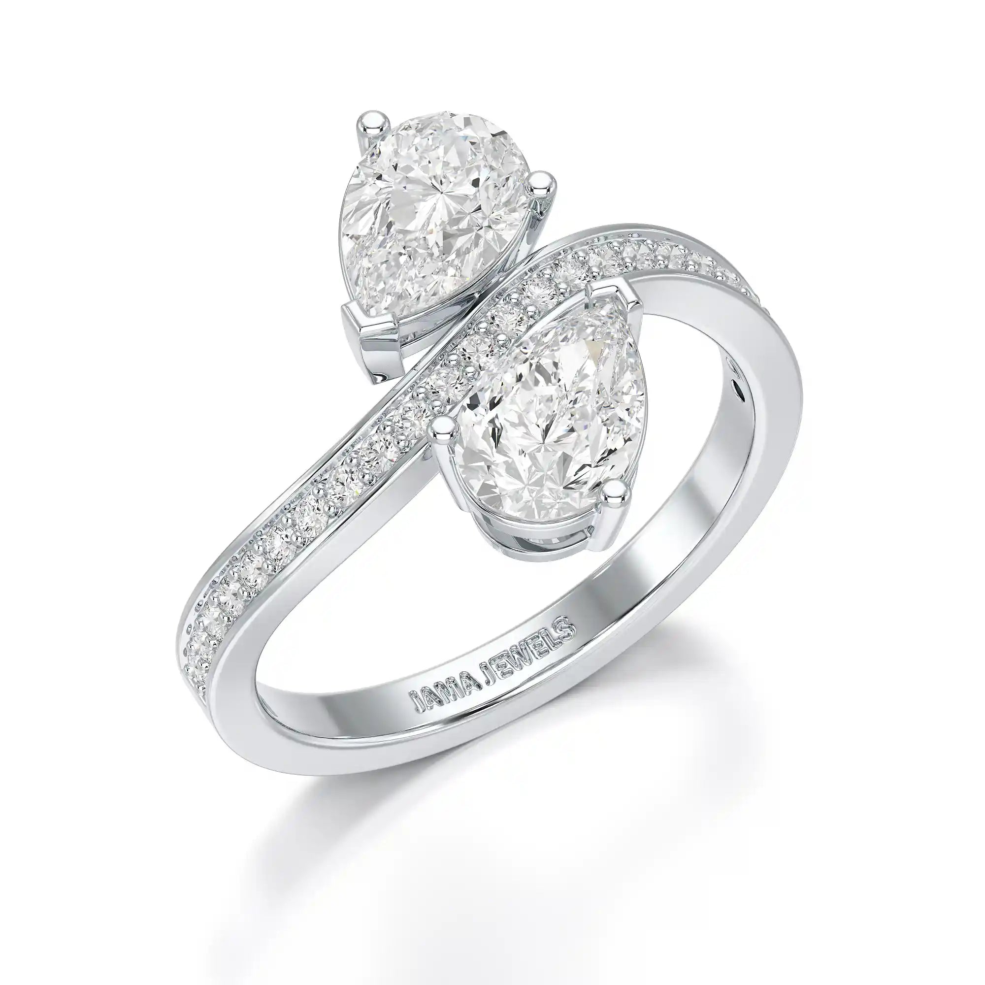 1.55 CT Pear Cut Ring with Round Cut Side Diamonds