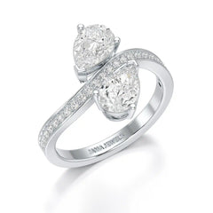 1.55 CT Pear Cut Ring with Round Cut Side Diamonds
