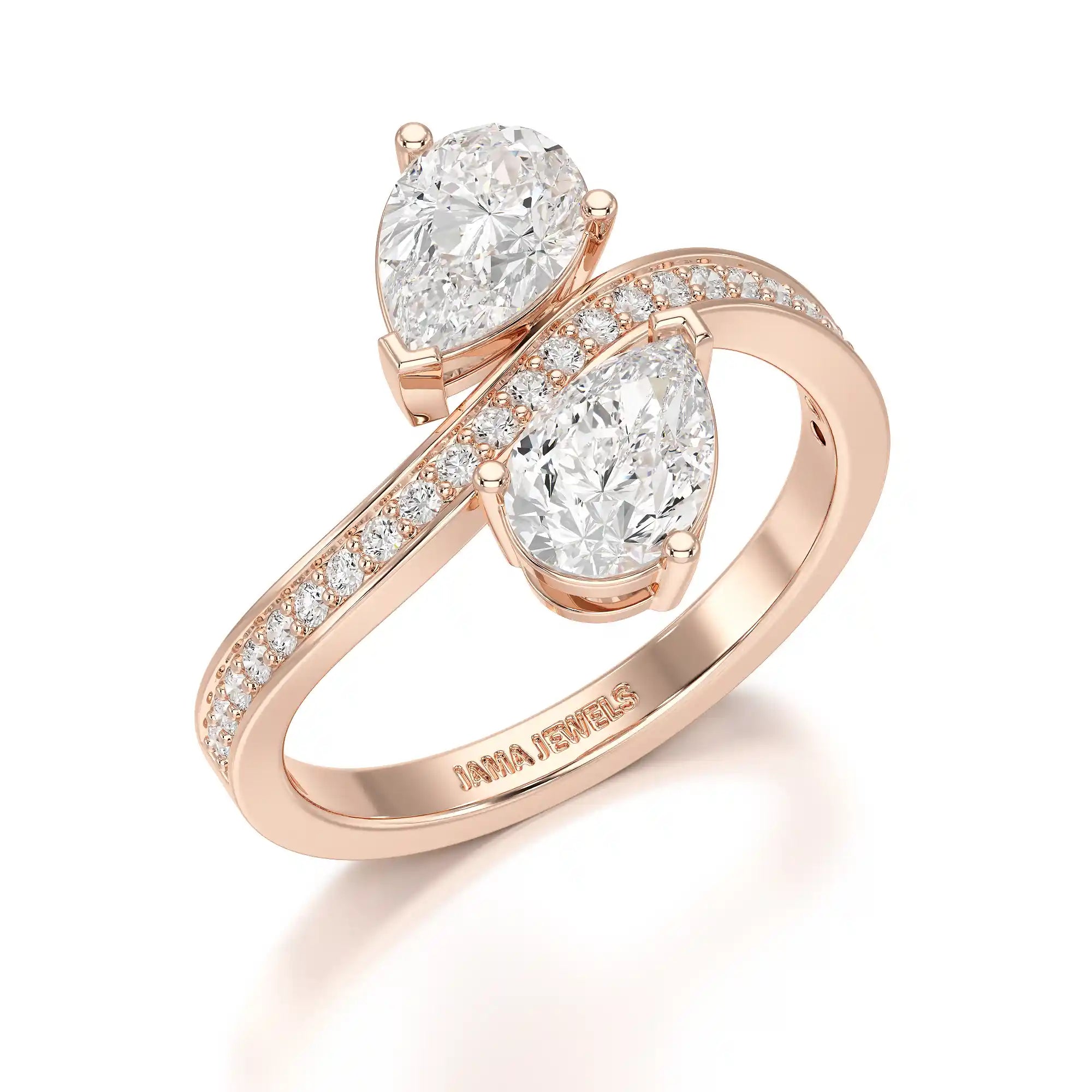 1.55 CT Pear Cut Ring with Round Cut Side Diamonds