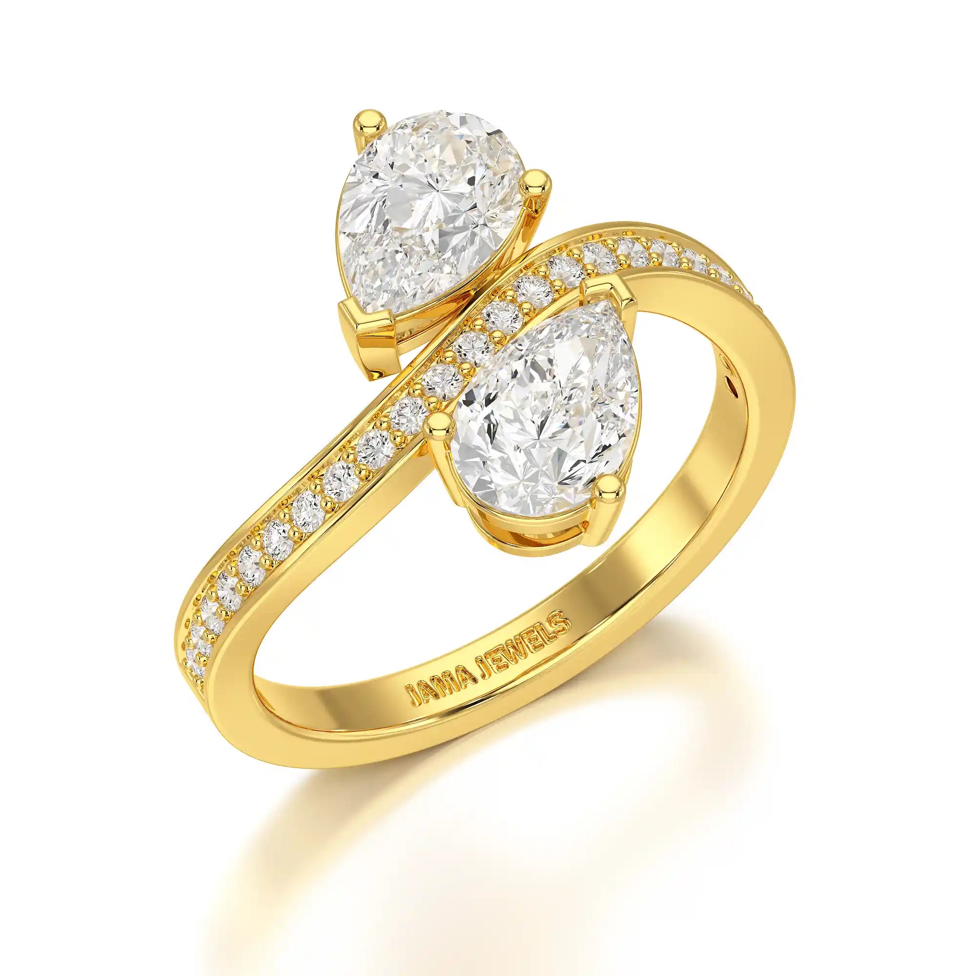 1.55 CT Pear Cut Ring with Round Cut Side Diamonds