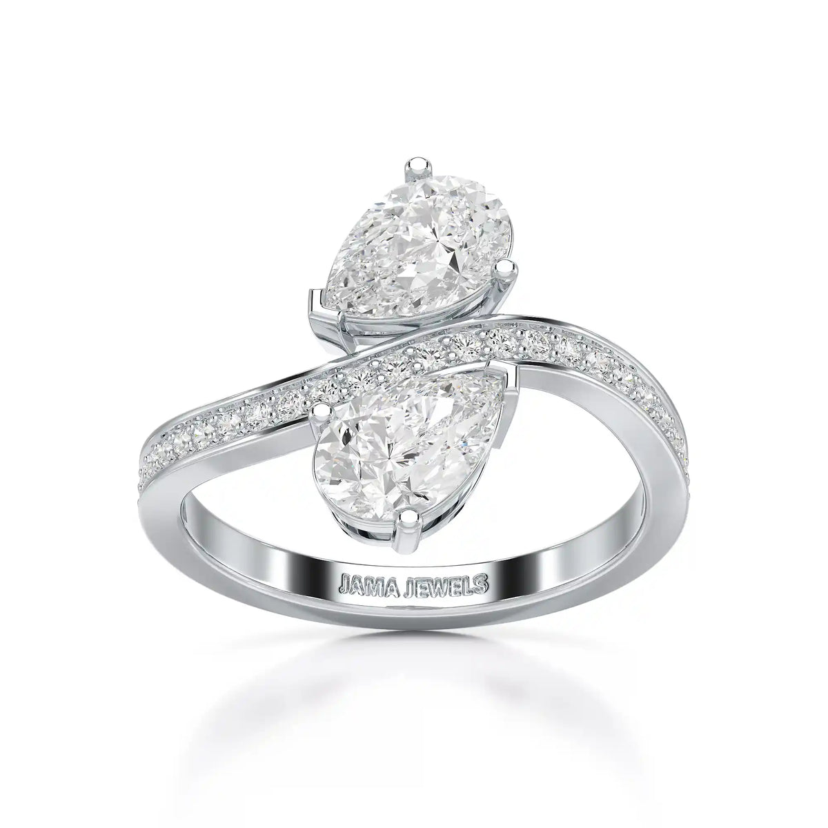 1.55 CT Pear Cut Ring with Round Cut Side Diamonds