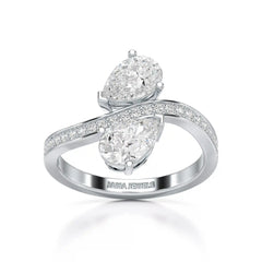 1.55 CT Pear Cut Ring with Round Cut Side Diamonds