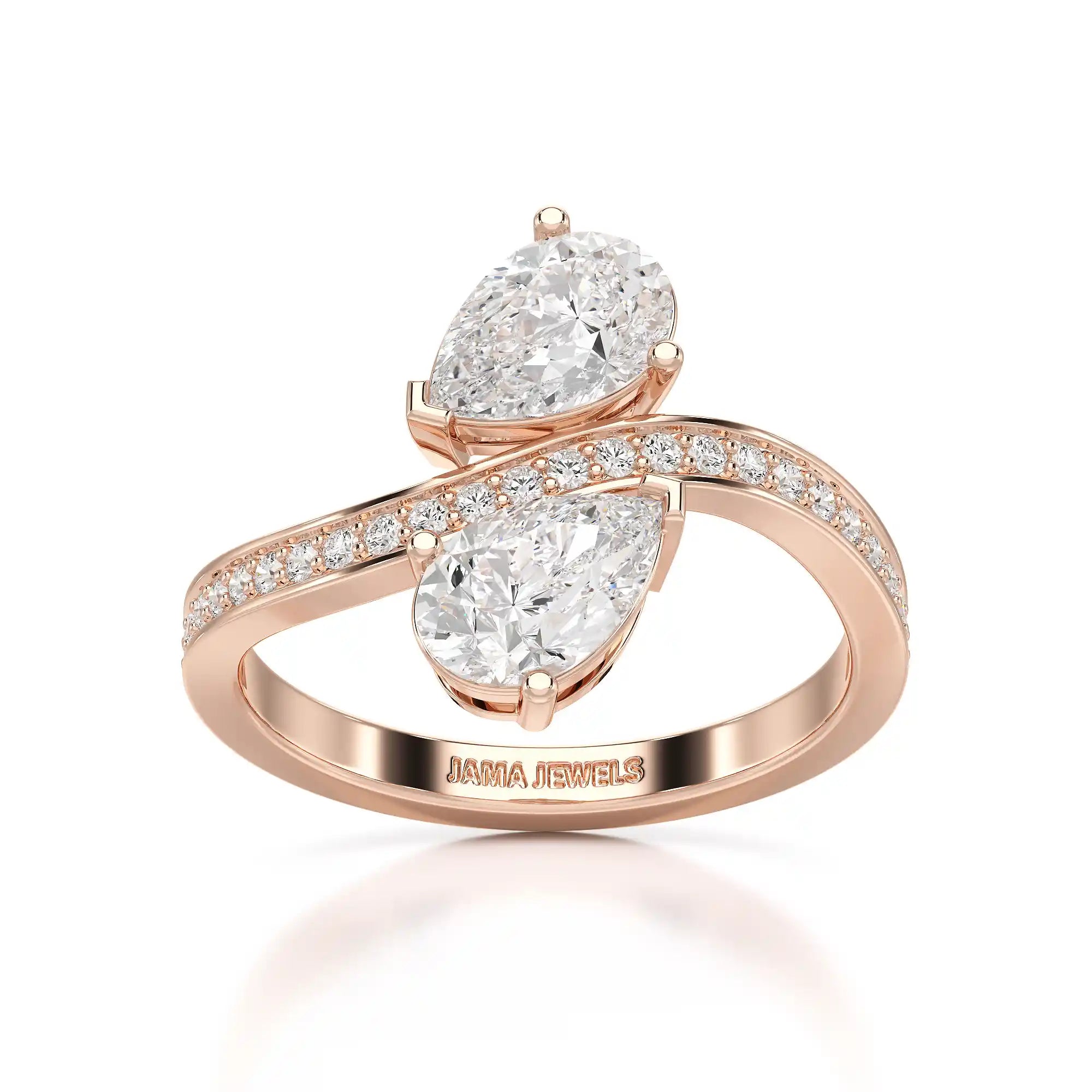 1.55 CT Pear Cut Ring with Round Cut Side Diamonds