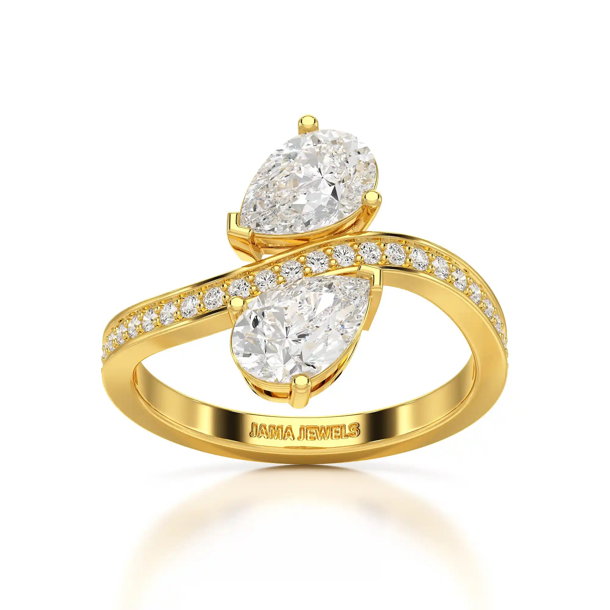 1.55 CT Pear Cut Ring with Round Cut Side Diamonds