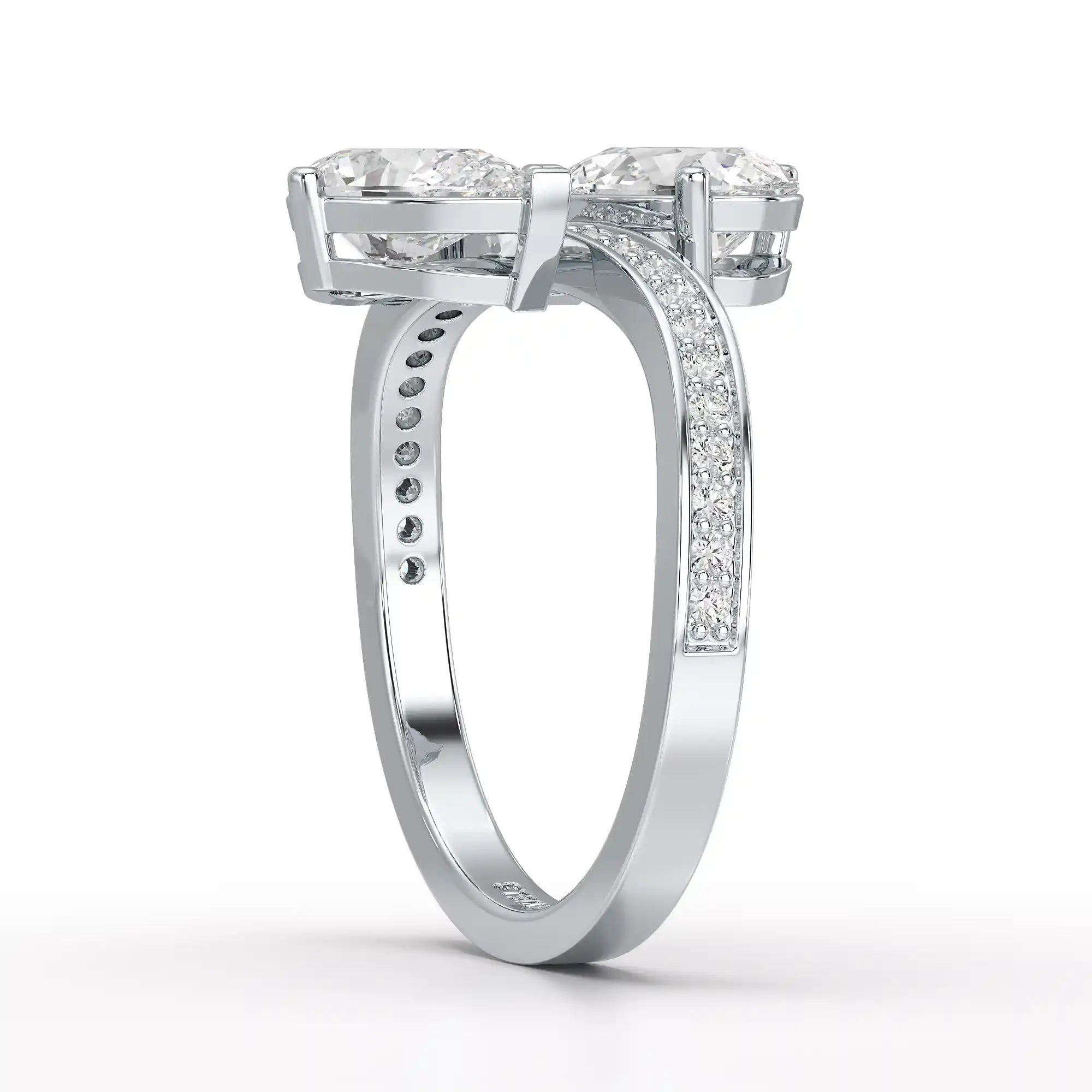 1.55 CT Pear Cut Ring with Round Cut Side Diamonds