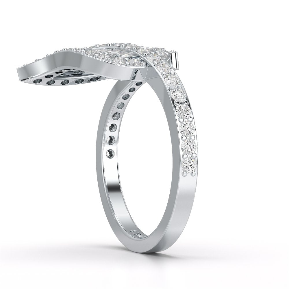 0.70 CT Baguette Cut Diamond Open Leaf Ring Jama Jewels