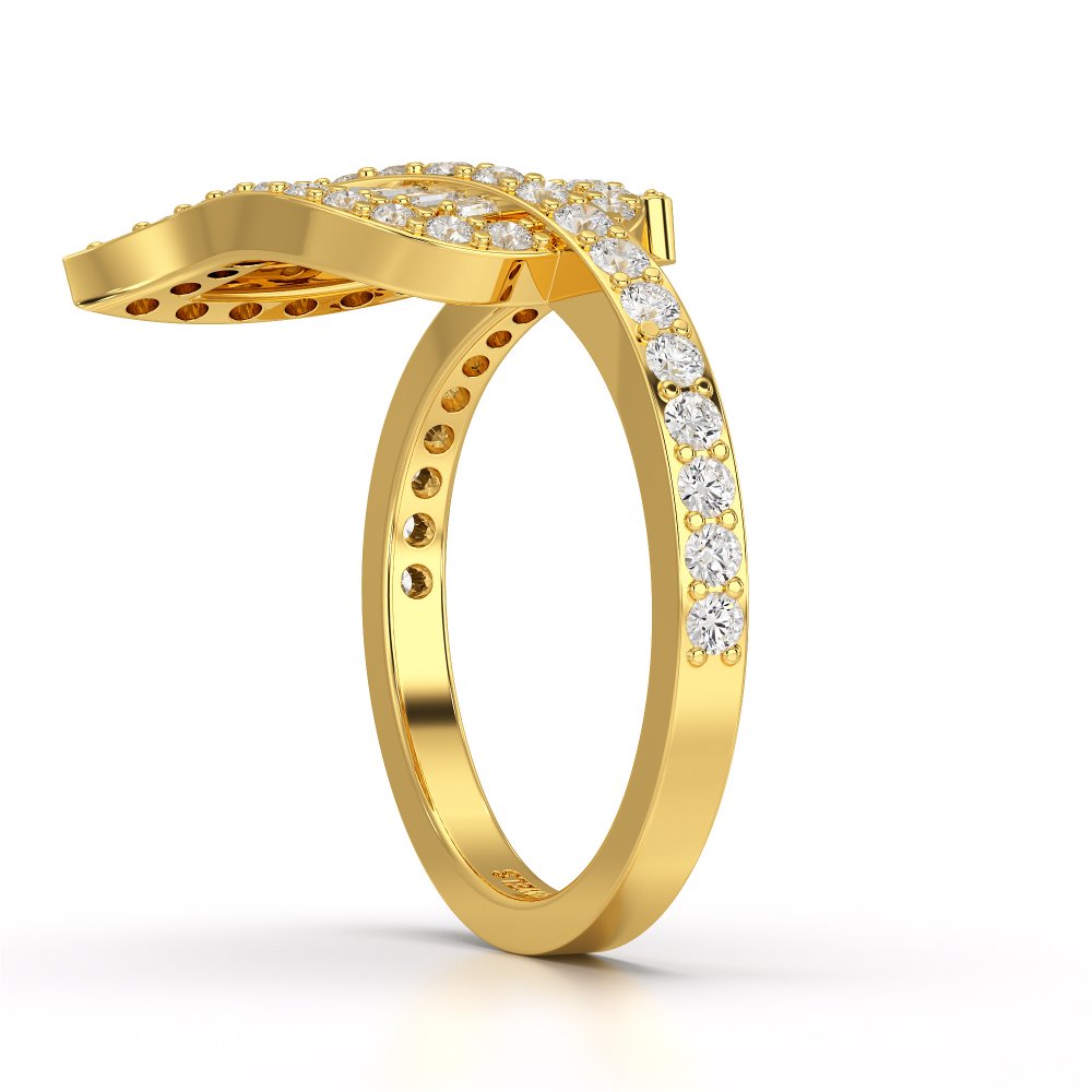 0.70 CT Baguette Cut Diamond Open Leaf Ring Jama Jewels