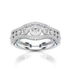 1.50 CT Round Cut Three Row Curved Diamond Ring Jama Jewels
