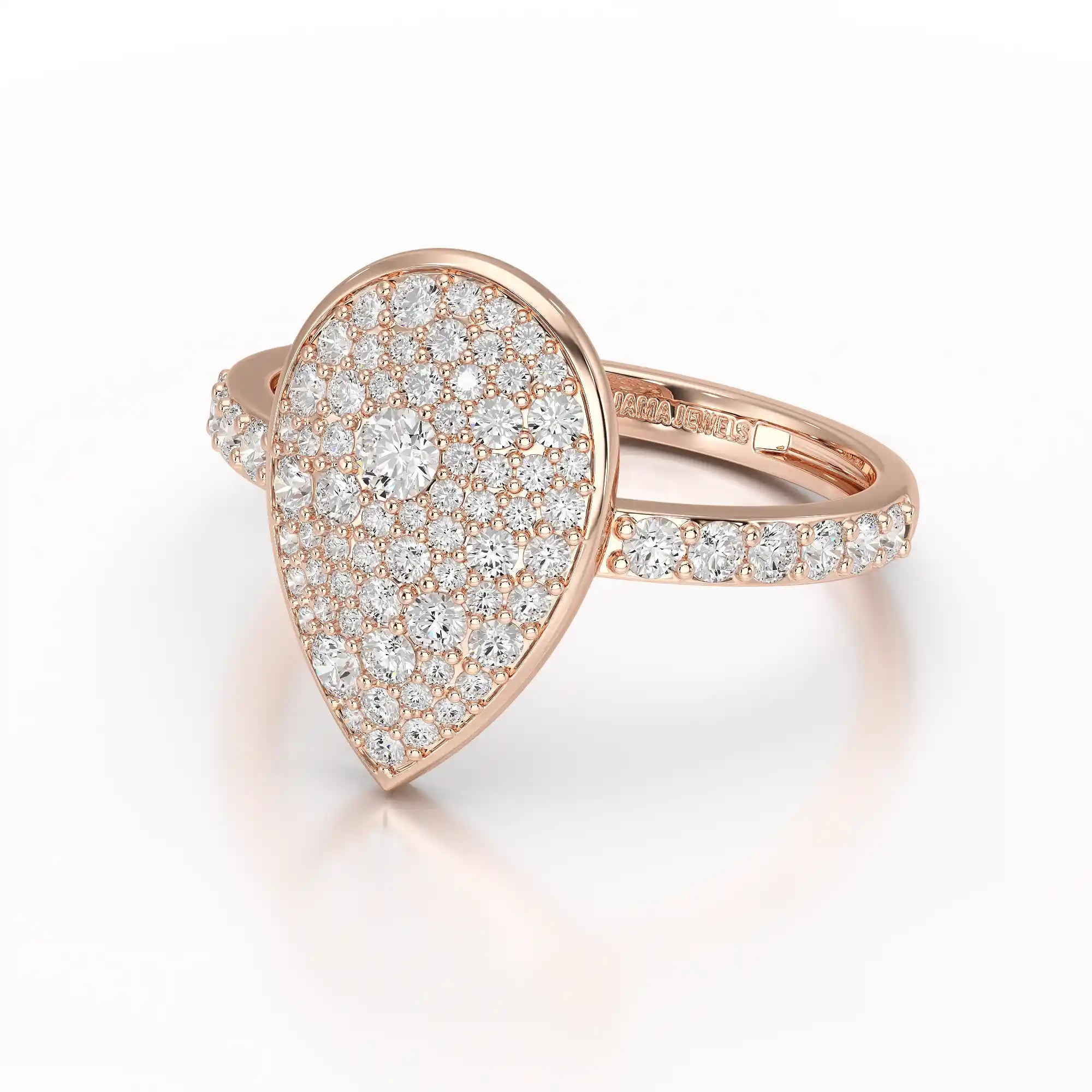 1 CT Pear Shaped Pave Ring with Round Diamonds