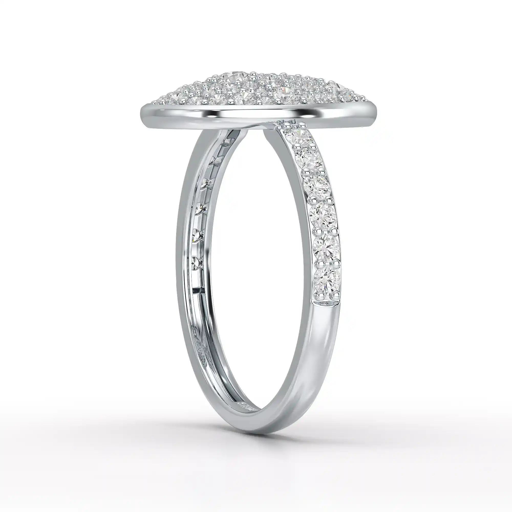 1 CT Pear Shaped Pave Ring with Round Diamonds